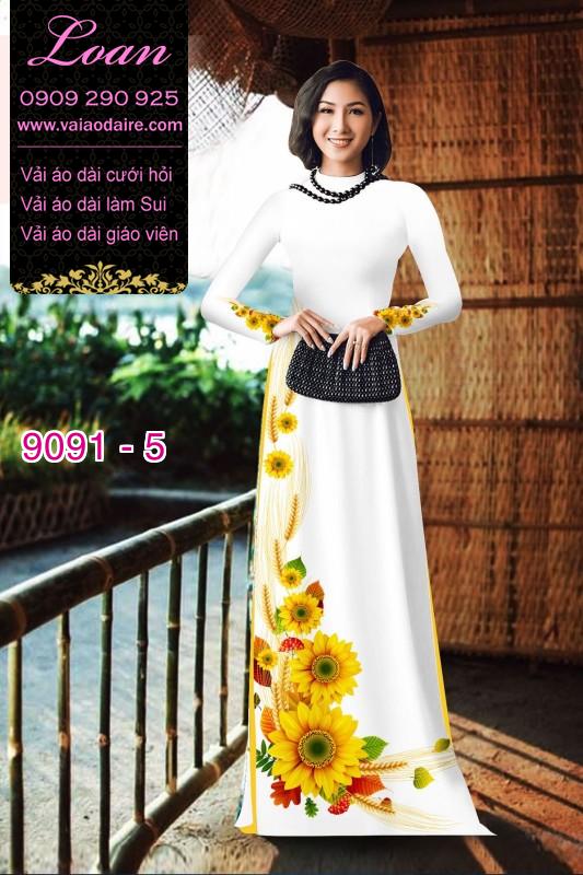 Vải áo dài hoa Hướng Dương