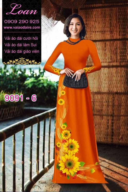 Vải áo dài hoa Hướng Dương