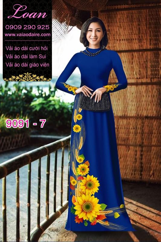 Vải áo dài hoa Hướng Dương
