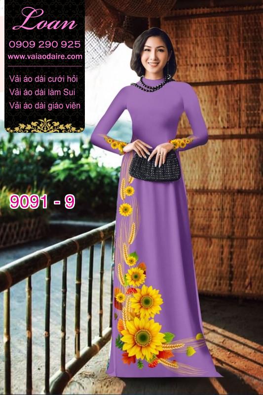 Vải áo dài hoa Hướng Dương