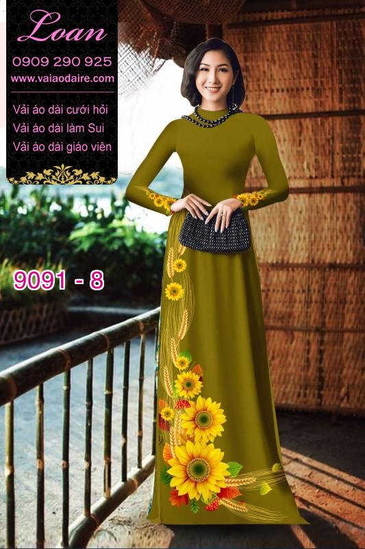 Vải áo dài hoa Hướng Dương