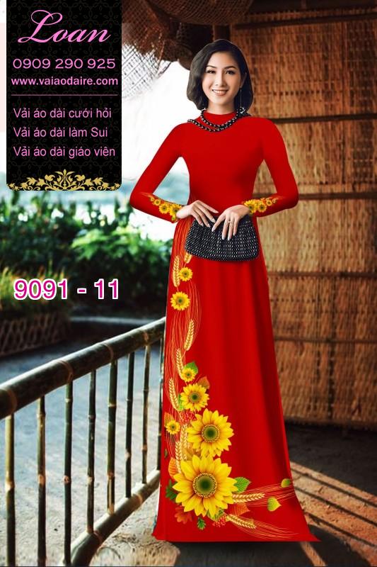 Vải áo dài hoa Hướng Dương