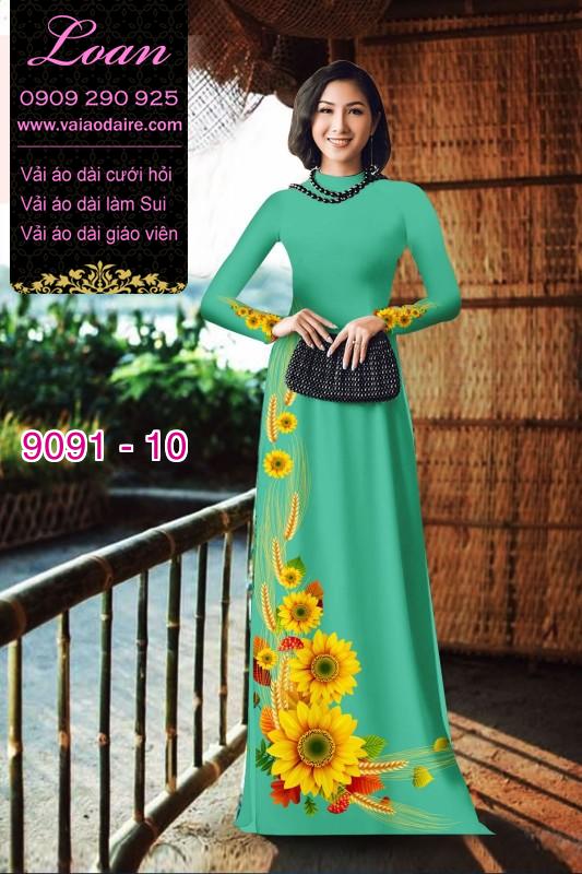 Vải áo dài hoa Hướng Dương