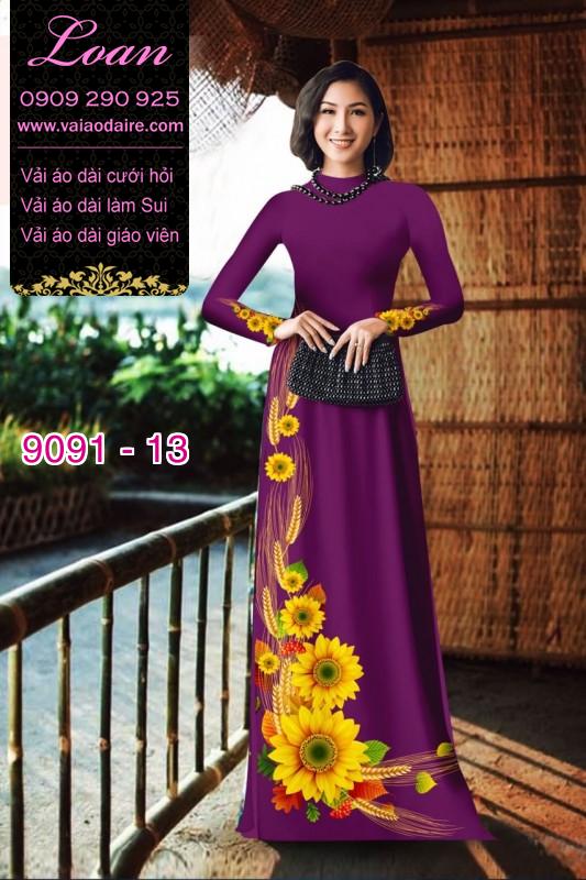 Vải áo dài hoa Hướng Dương