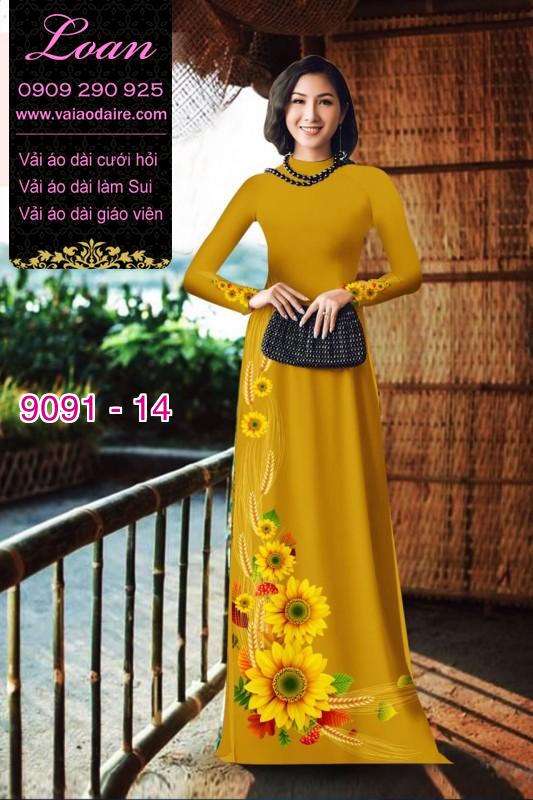 Vải áo dài hoa Hướng Dương