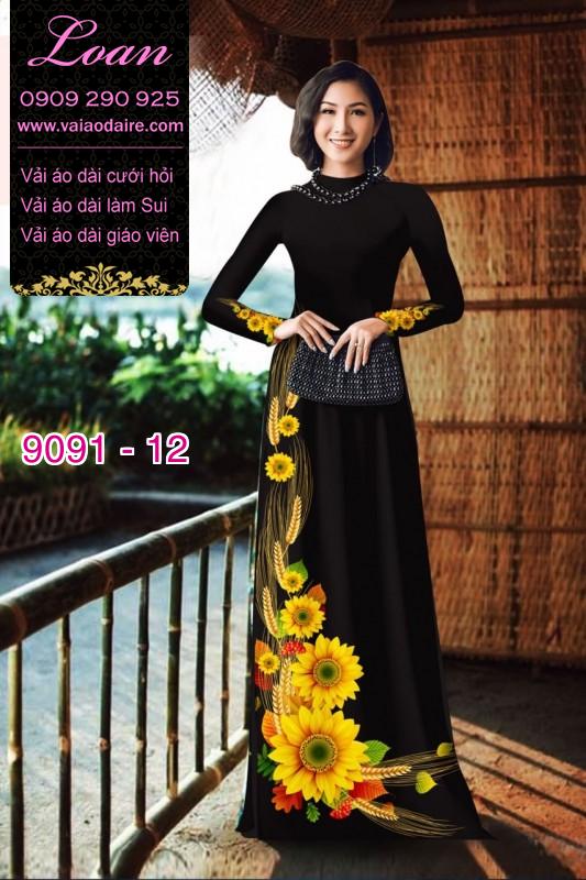 Vải áo dài hoa Hướng Dương