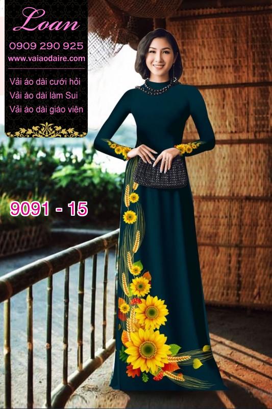 Vải áo dài hoa Hướng Dương