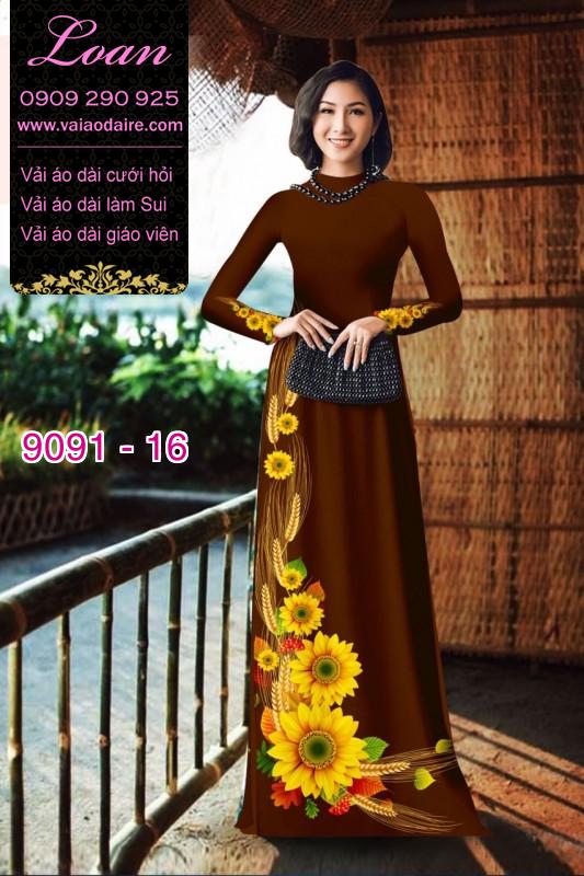 Vải áo dài hoa Hướng Dương