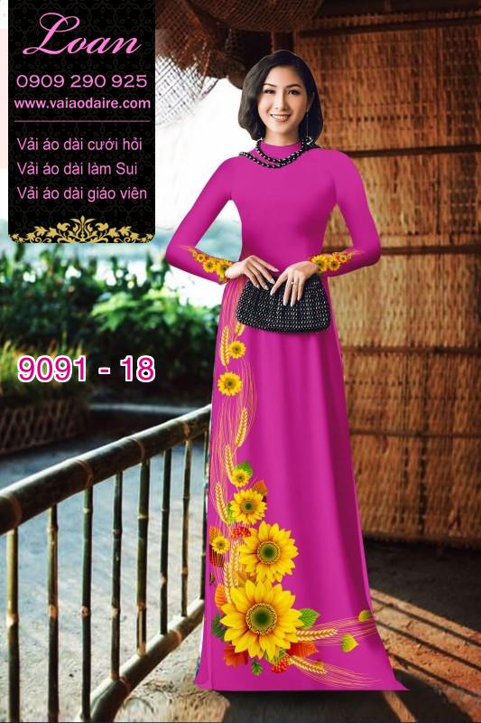 Vải áo dài hoa Hướng Dương