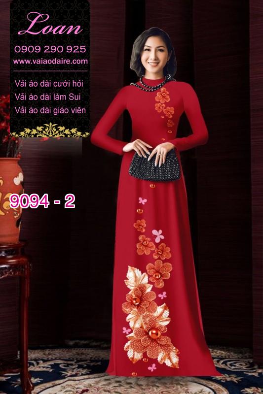Vải áo dài hoa 3D