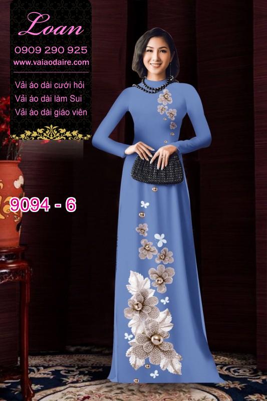 Vải áo dài hoa 3D