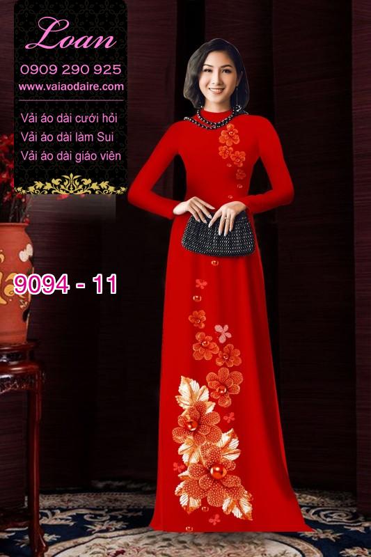 Vải áo dài hoa 3D