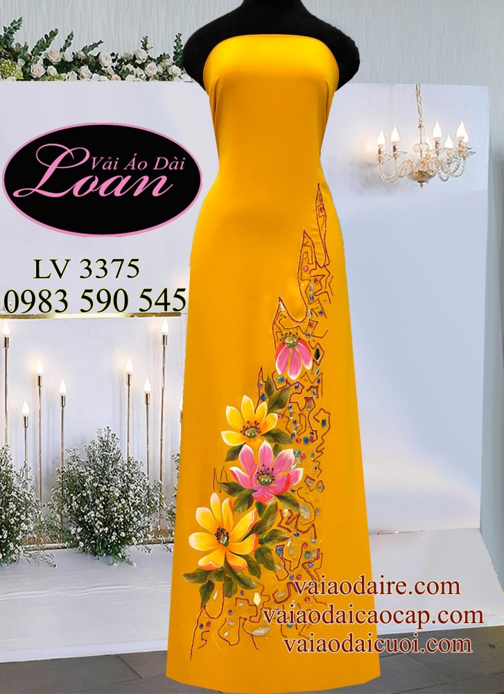 Vải áo dài vẽ và kết hoa