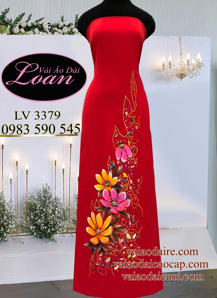 Vải áo dài vẽ và kết hoa