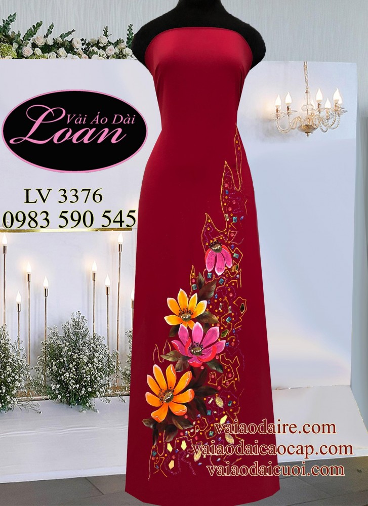 Vải áo dài vẽ và kết hoa