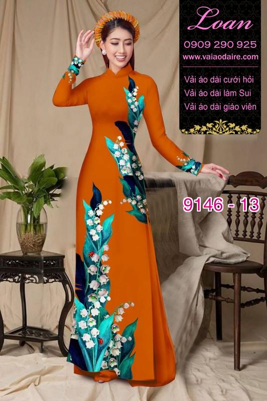 Vải áo dài hoa 3D