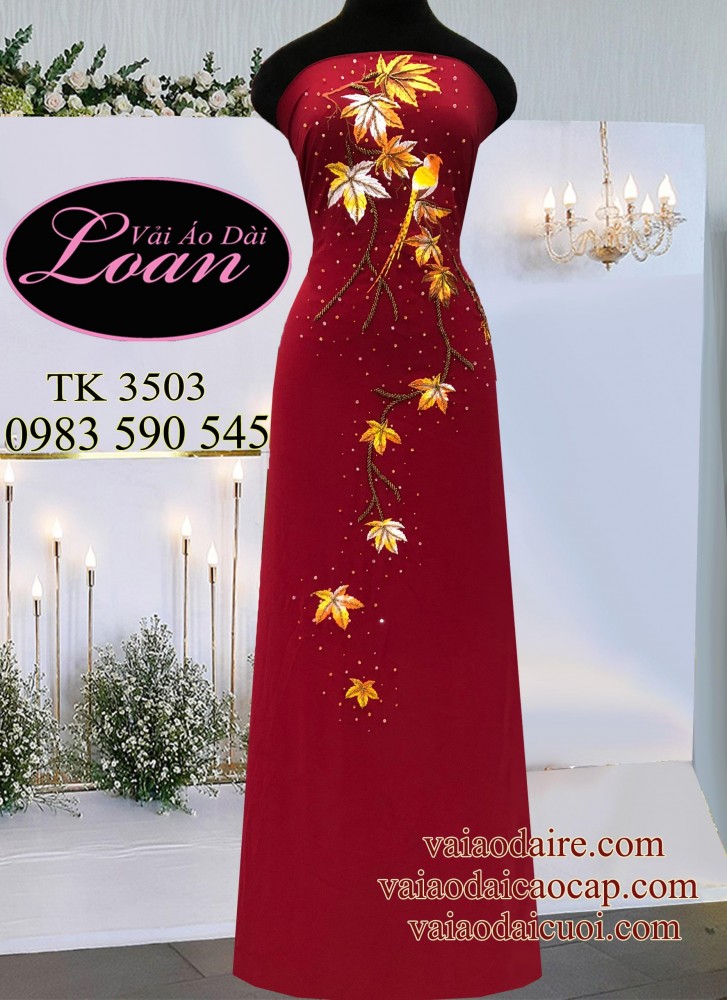 Vải áo dài thêu kết hoa