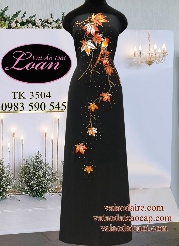 Vải áo dài thêu kết hoa