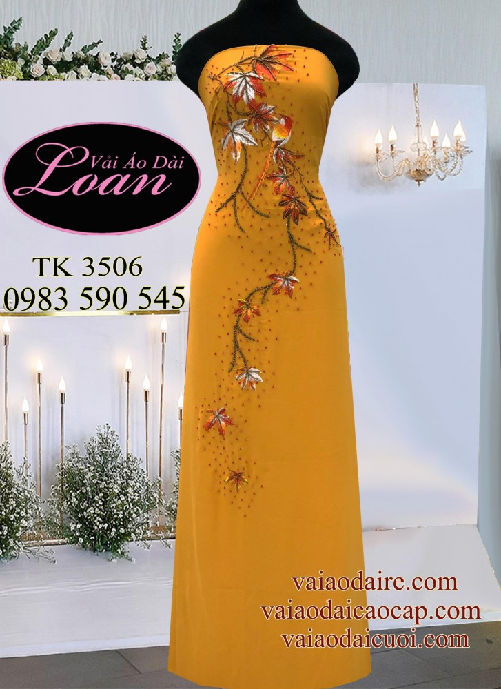 Vải áo dài thêu kết hoa