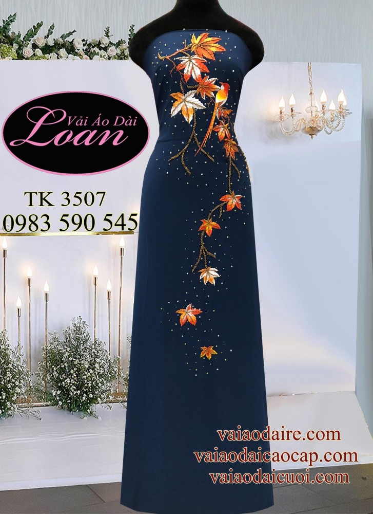 Vải áo dài thêu kết hoa