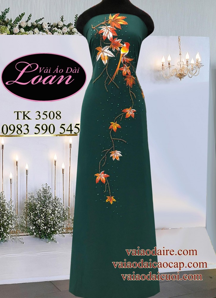 Vải áo dài thêu kết hoa