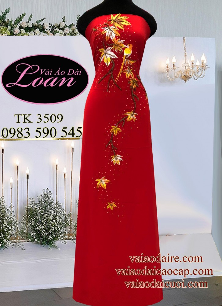 Vải áo dài thêu kết hoa