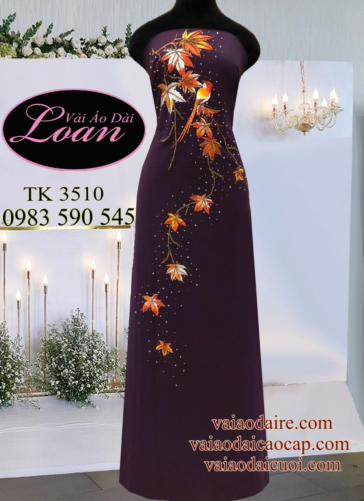 Vải áo dài thêu kết hoa