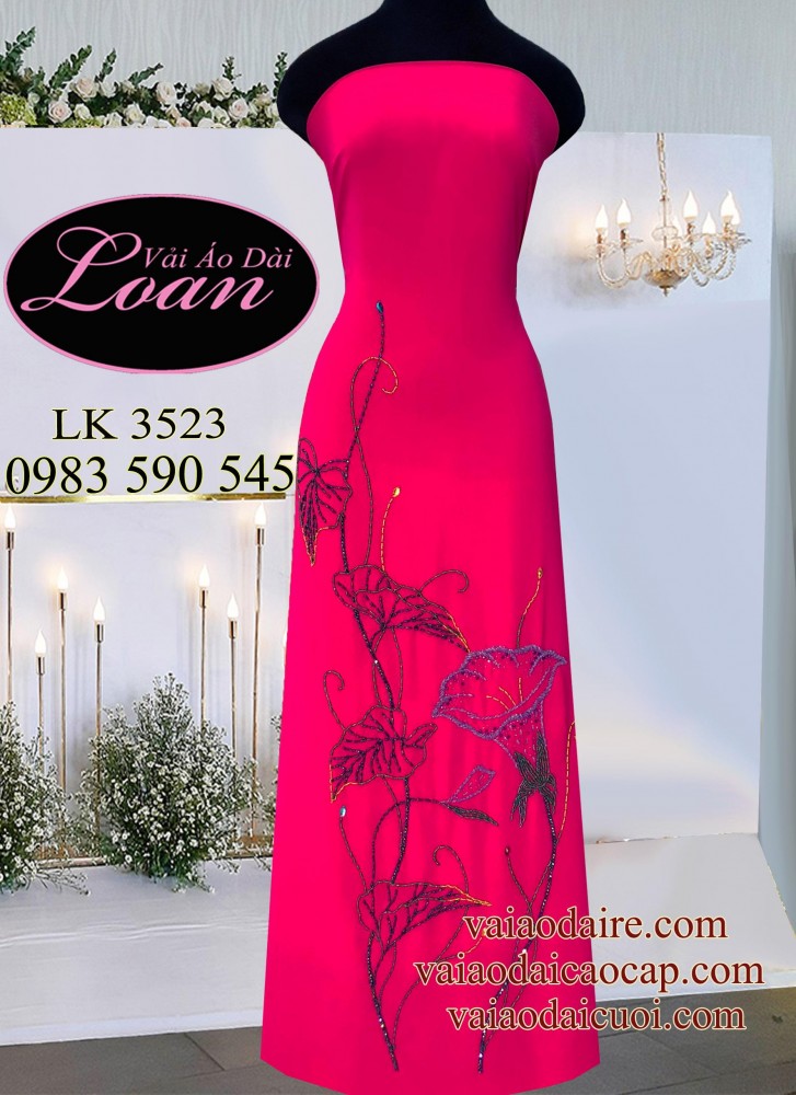 Vải áo dài kết hoa rau Muống