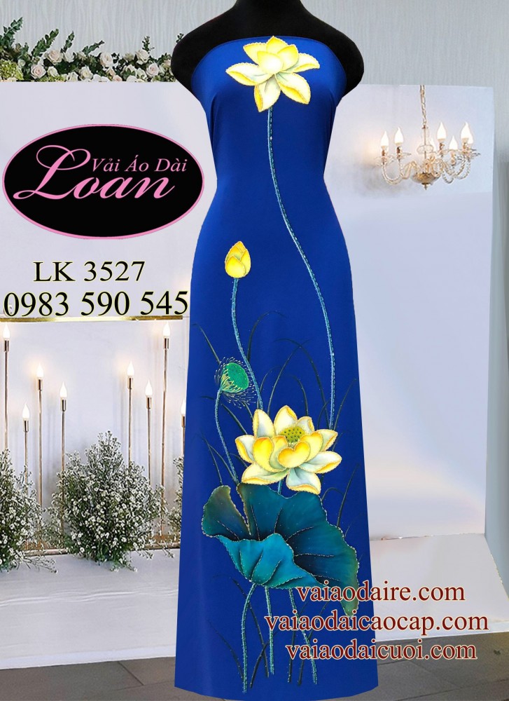 Vải áo dài vẽ kết hoa Sen