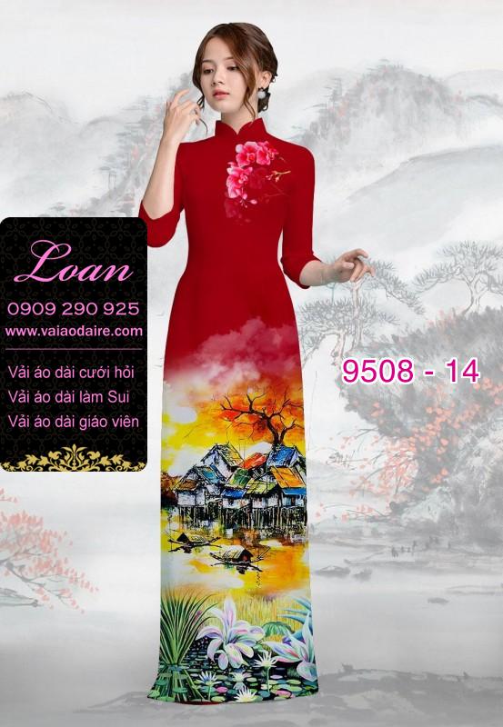 Vải áo dài hoa phong cảnh