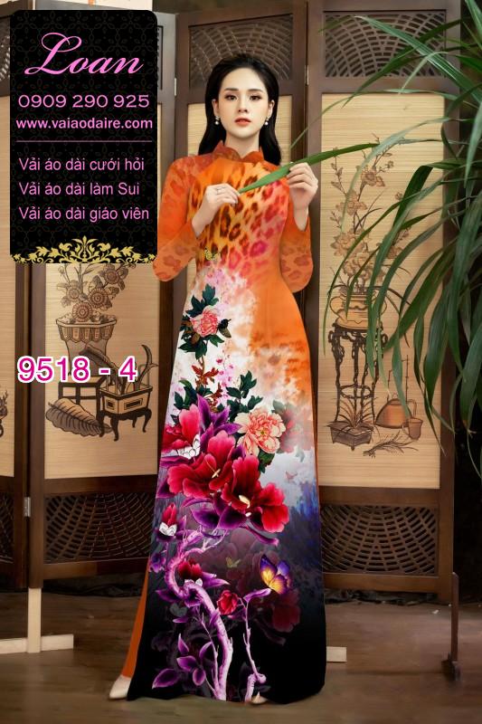 Vải áo dài hoa 3D