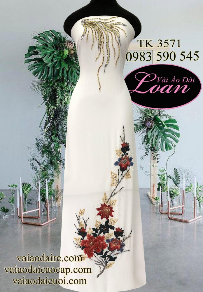 Vải áo dài lụa kết hoa