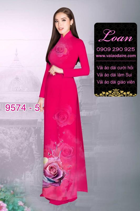 Vải áo dài hoa Hồng