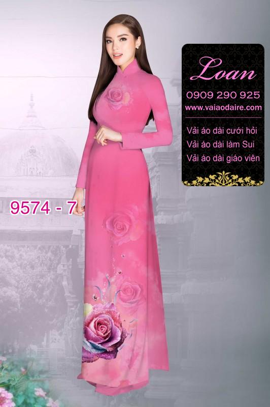 Vải áo dài hoa Hồng