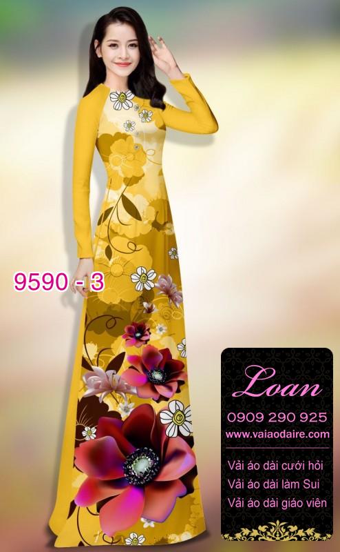 Vải áo dài hoa 3D