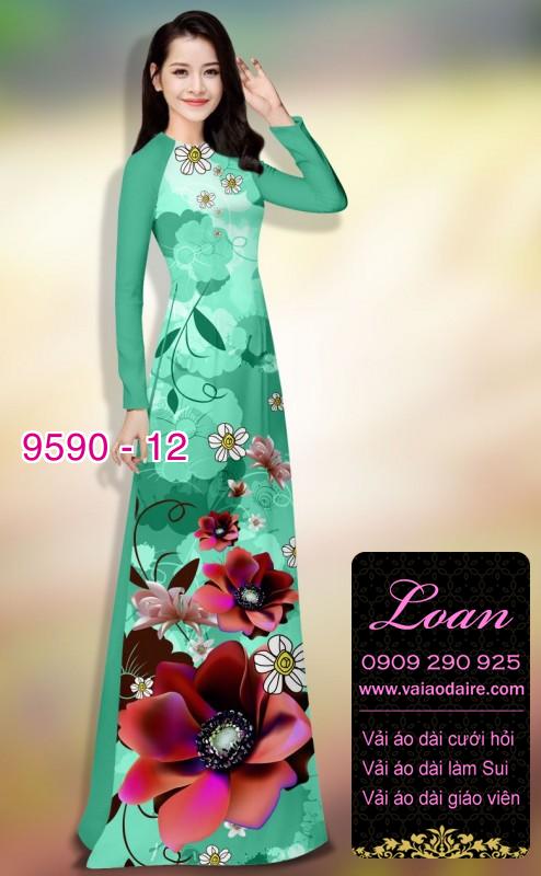 Vải áo dài hoa 3D