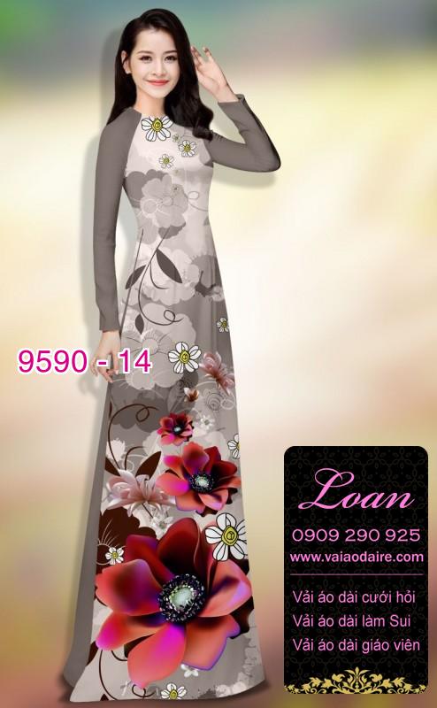 Vải áo dài hoa 3D