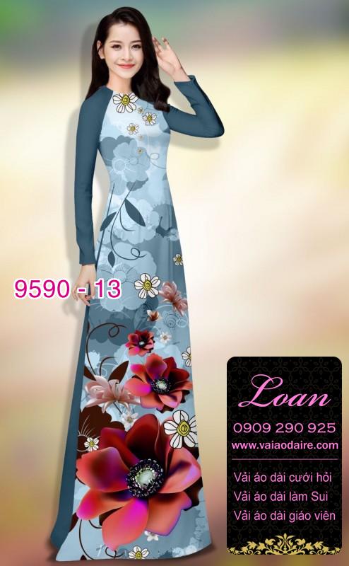 Vải áo dài hoa 3D
