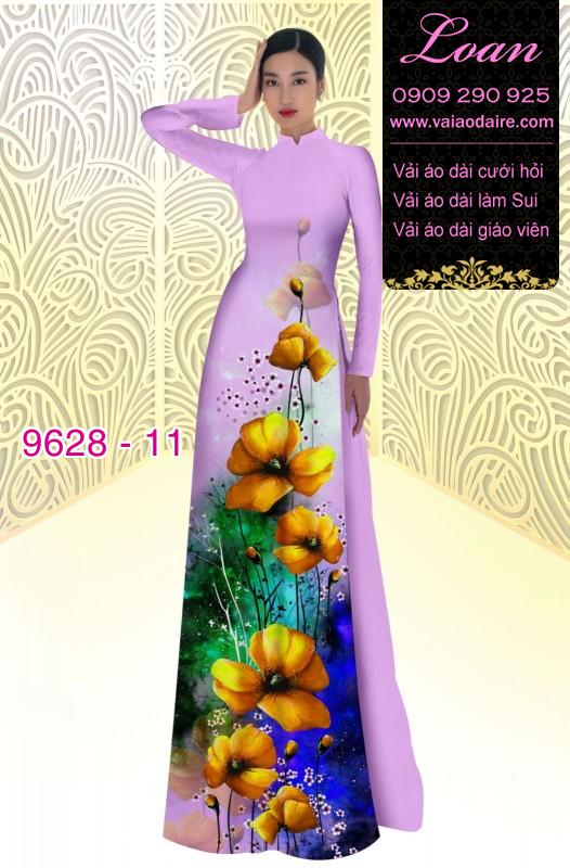 Vải áo dài hoa 3D