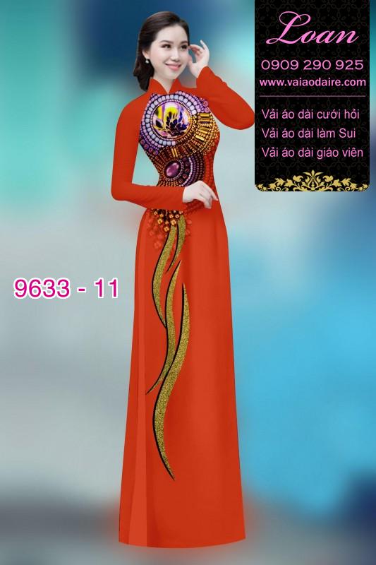 Vải áo dài hoa 3D
