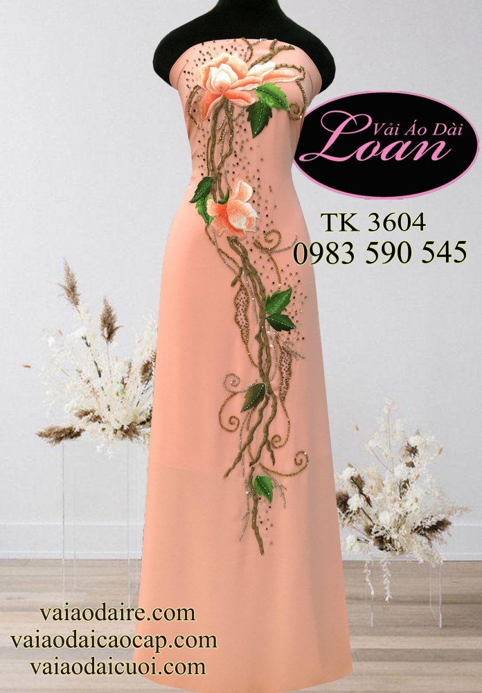 Vải áo dài kết hoa dây