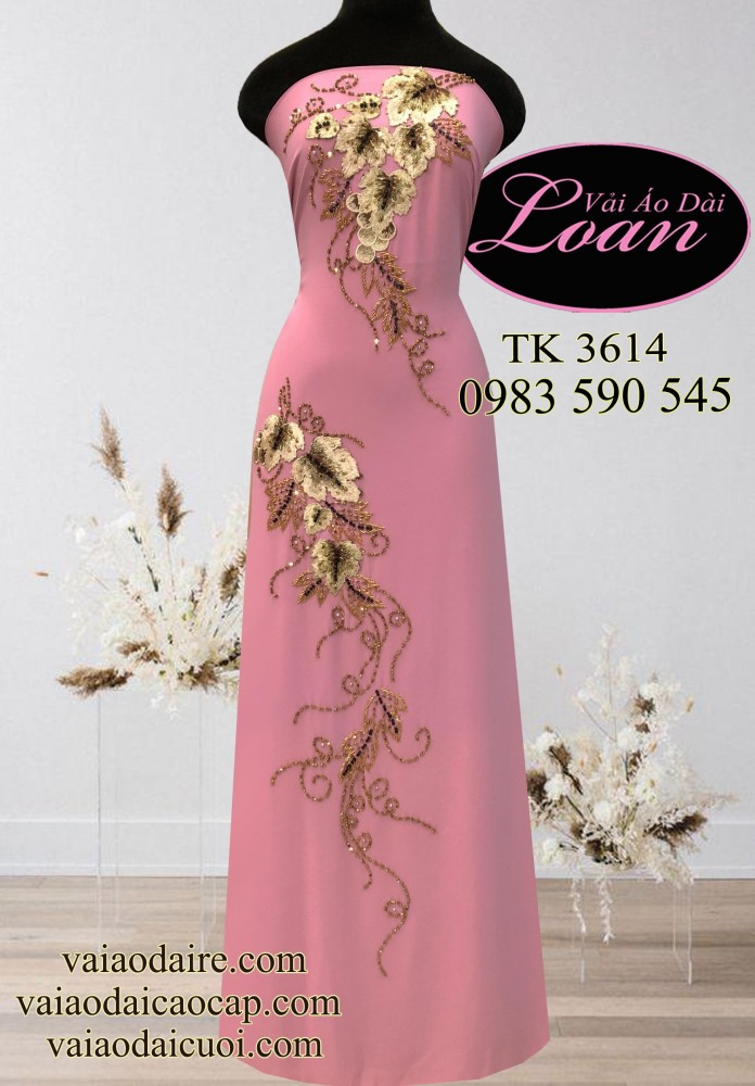 Vải áo dài kết hoa dây