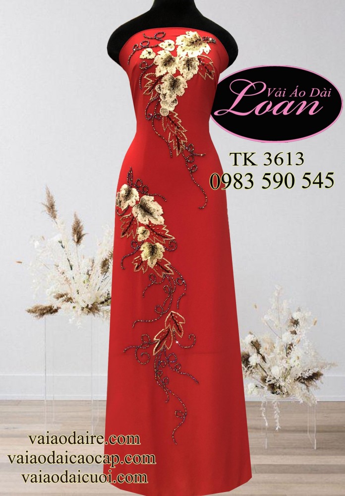 Vải áo dài kết hoa dây