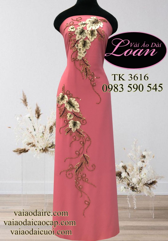 Vải áo dài kết hoa dây