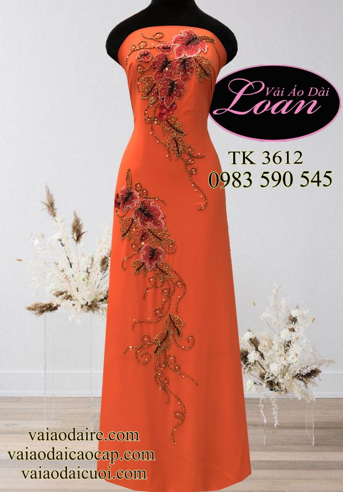 Vải áo dài kết hoa dây