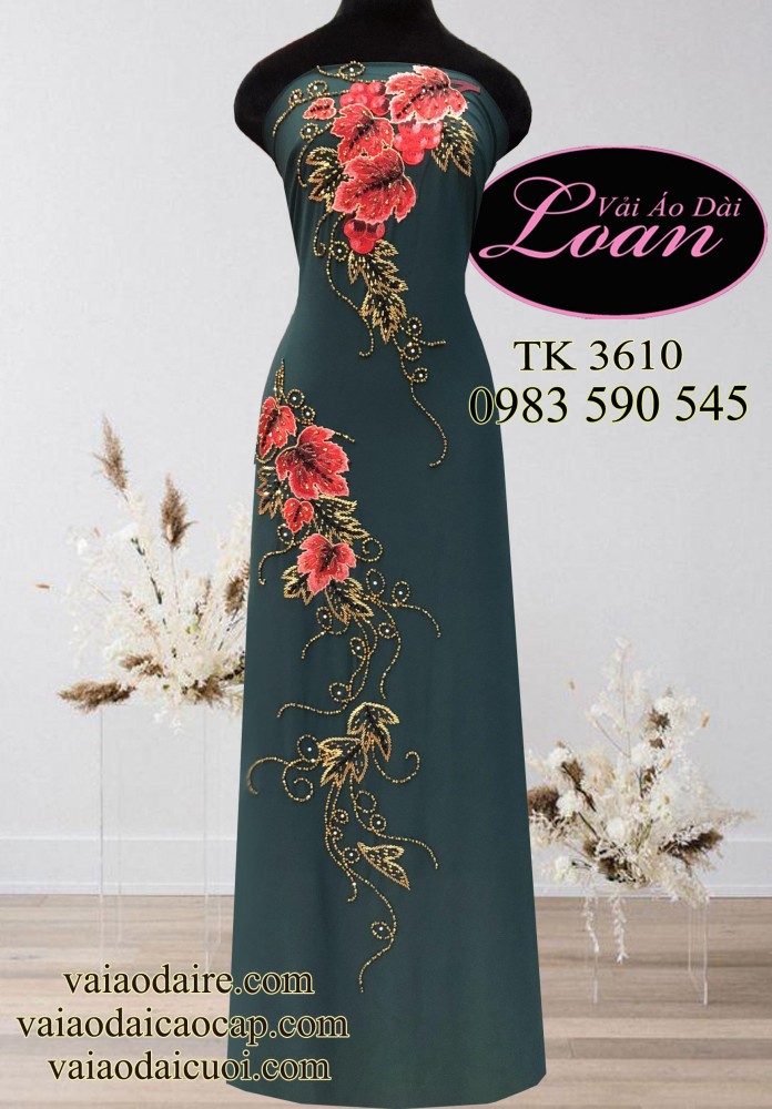 Vải áo dài kết hoa dây