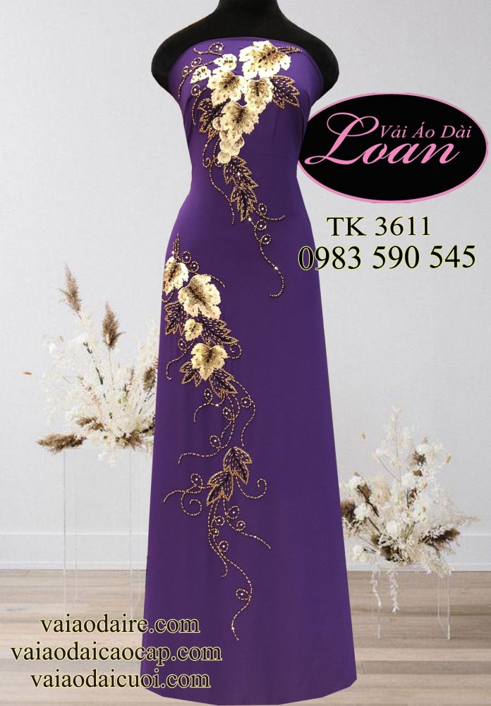 Vải áo dài kết hoa dây