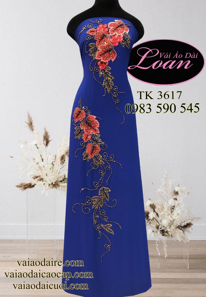 Vải áo dài kết hoa dây