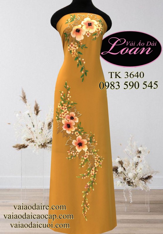 Vải áo dài vẽ và kết hoa