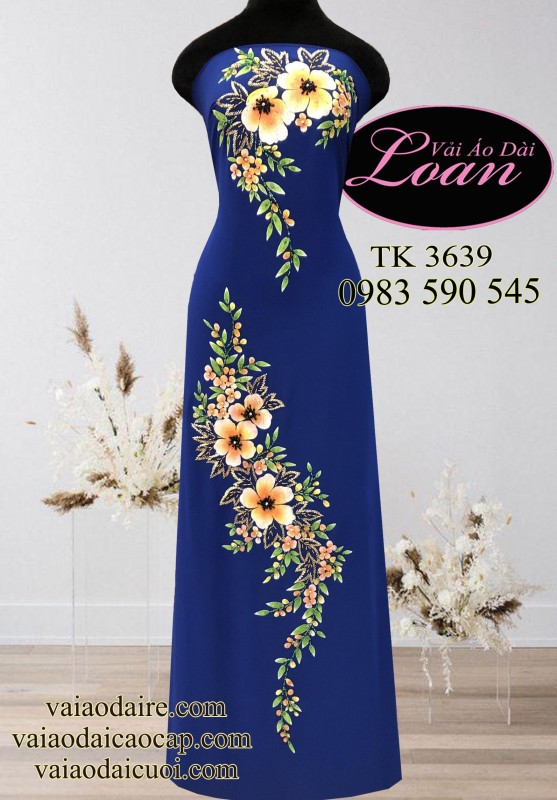 Vải áo dài vẽ và kết hoa